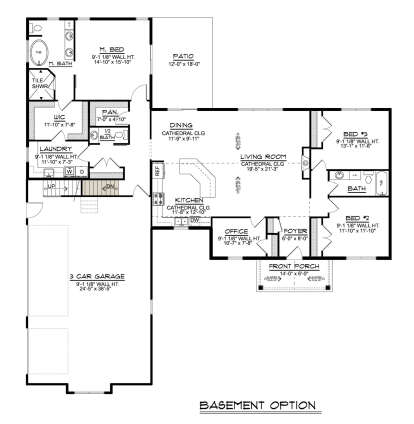 Main Floor w/ Basement Stairs Location for House Plan #5032-00175