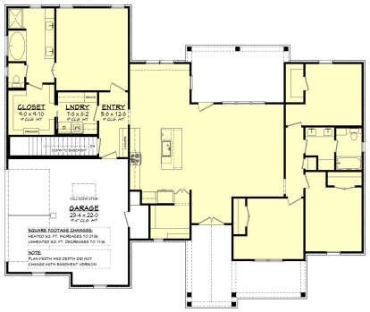 Main Floor w/ Basement Stair Location for House Plan #041-00299
