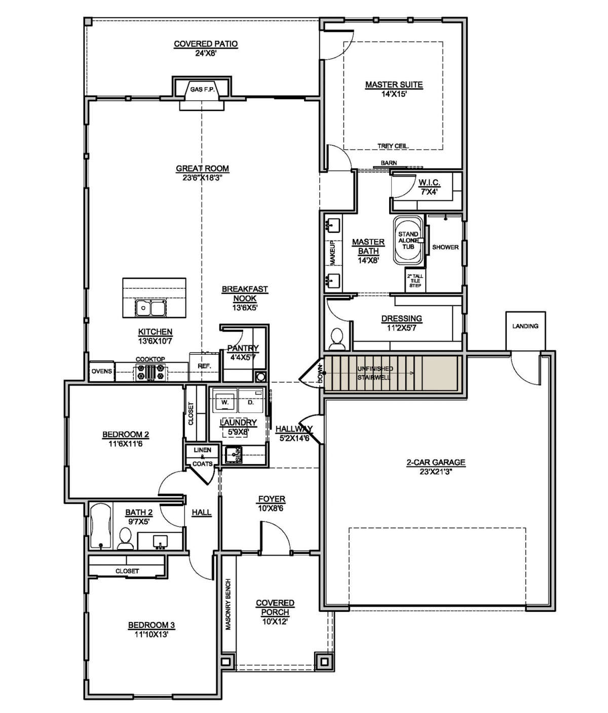 Main Floor w/ Basement Stair Location for House Plan #7306-00036