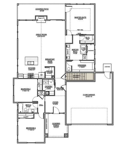 Main Floor w/ Basement Stair Location for House Plan #7306-00036