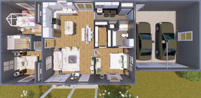Overhead First Floor for House Plan #1776-00124