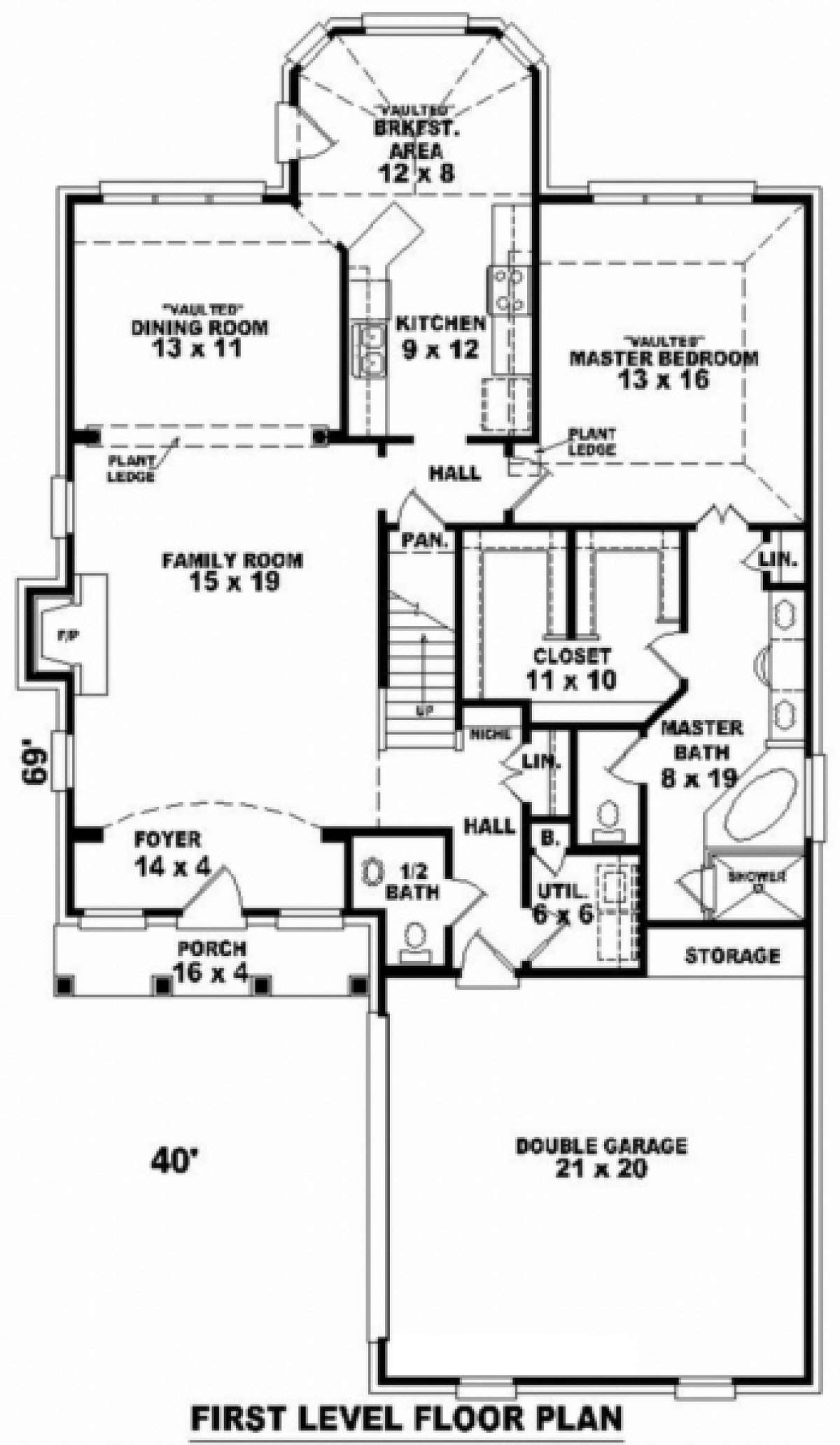 Floorplan 1 for House Plan #053-00421