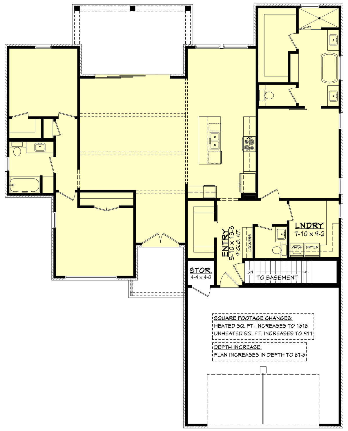 Main Floor w/ Basement Stair Location for House Plan #041-00301