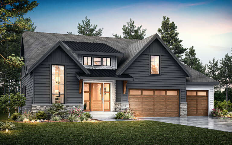 House Plan House Plan #27763 Angled Front Elevation