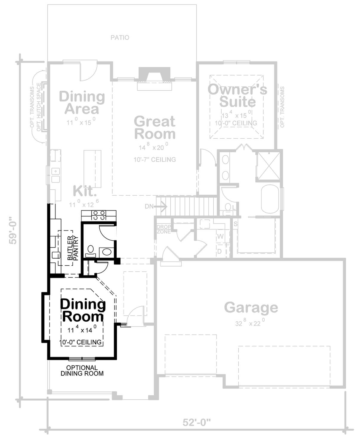 Alternate Main Floor Layout for House Plan #402-01768