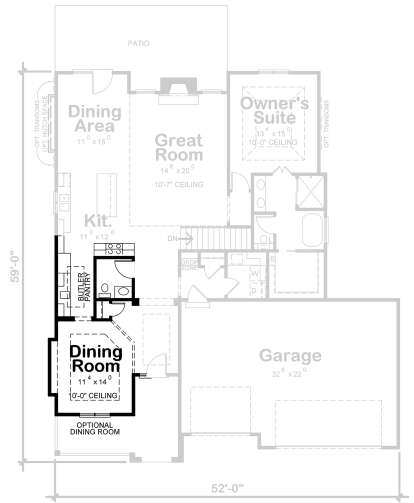 Alternate Main Floor Layout for House Plan #402-01768
