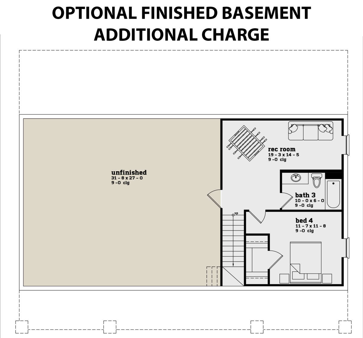 Finished Basement Option for House Plan #7174-00001