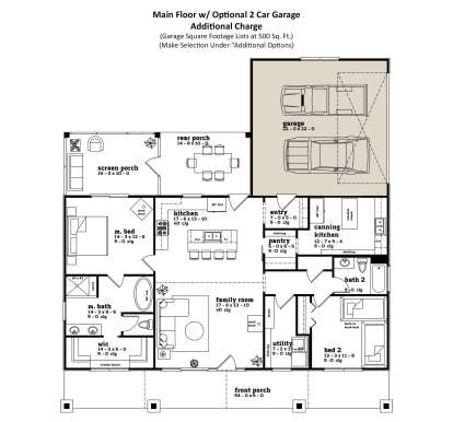 Main Floor w/ Optional 2 Car Garage for House Plan #7174-00001