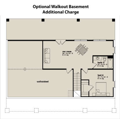 Walkout Basement Option for House Plan #7174-00001