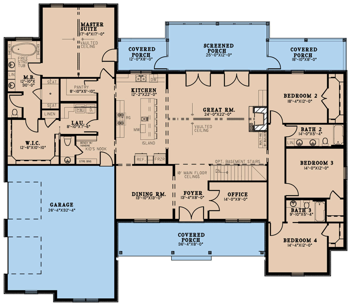 House Floor Plans 4 Bedroom 3 Bath 1 Story