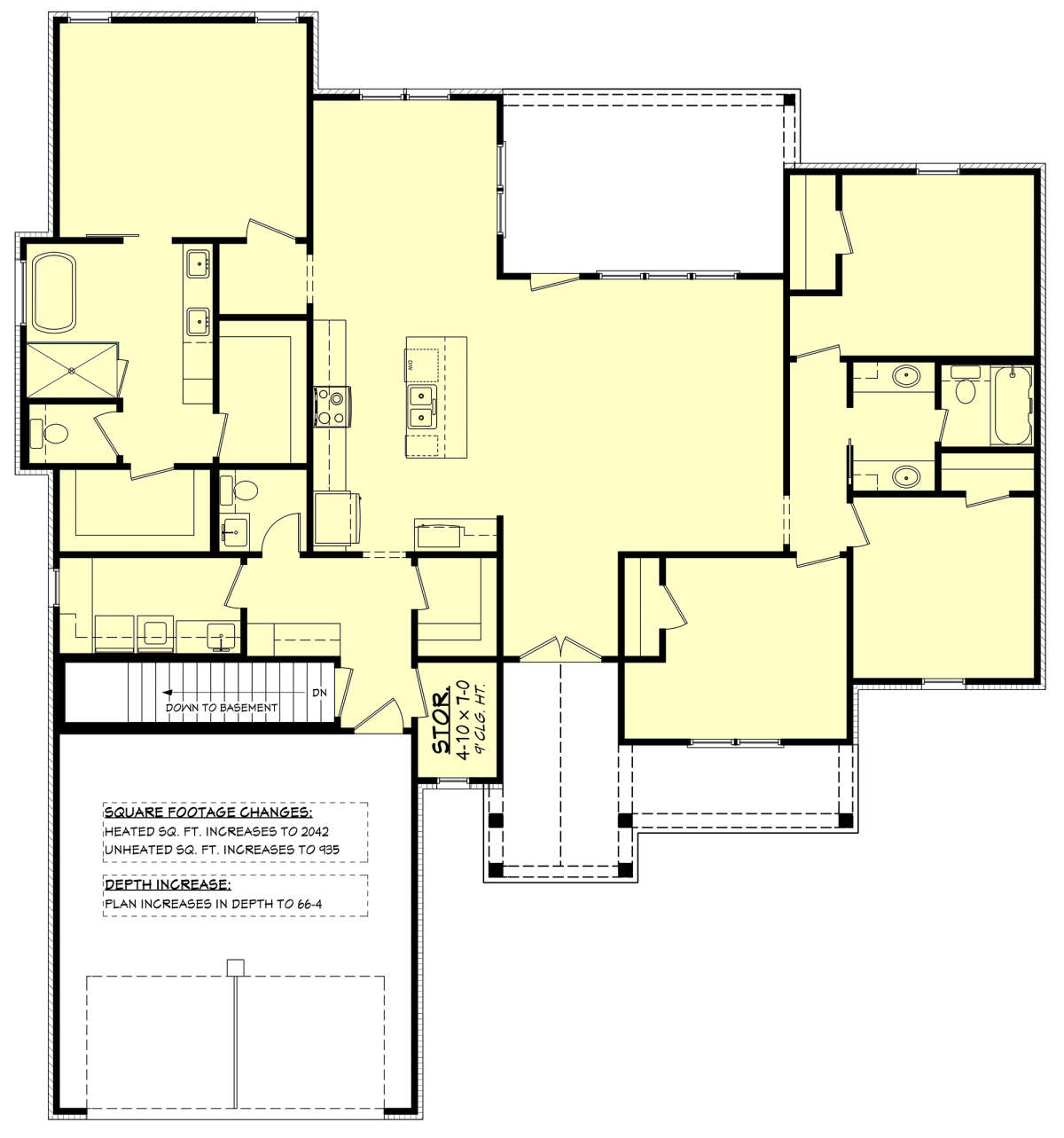 Main Floor w/ Basement Stair Location for House Plan #041-00304