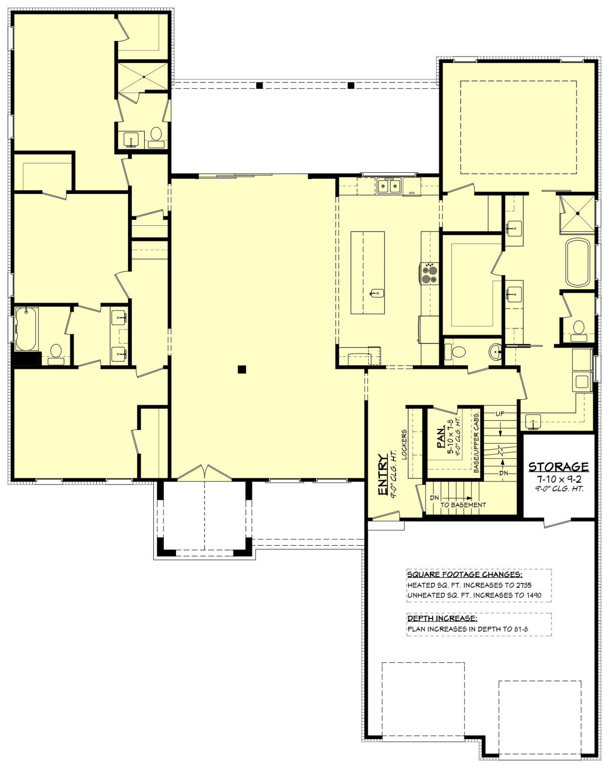 Main Floor w/ Basement Stair Location for House Plan #041-00305