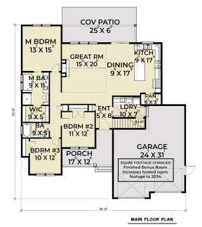 Modern Farmhouse Plan: 1,690 Square Feet, 3 Bedrooms, 2 Bathrooms ...