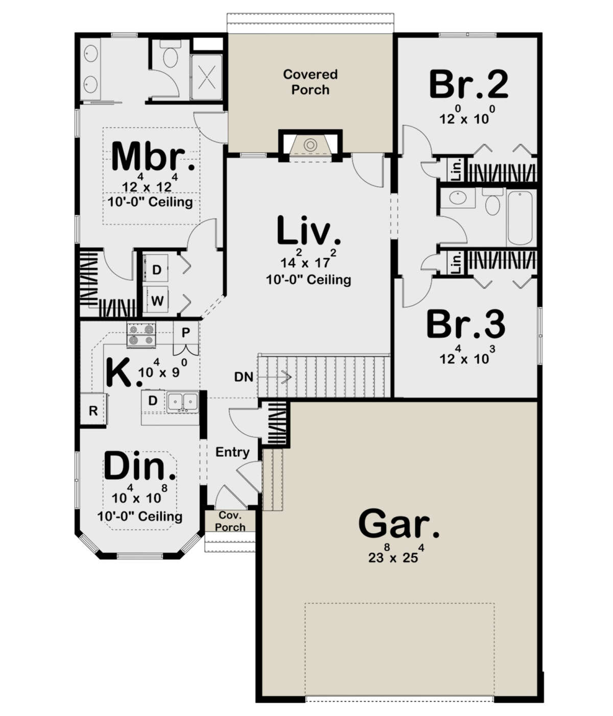 Mediterranean Plan: 1,327 Square Feet, 3 Bedrooms, 2 Bathrooms - 963-00683