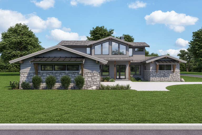 Modern House Plan #2464-00037 Elevation Photo