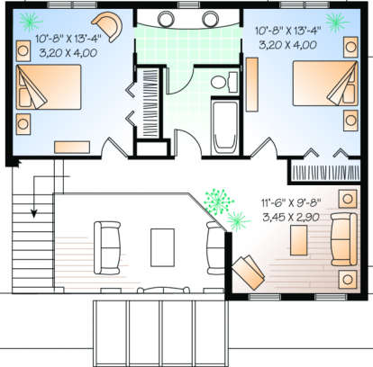 Second Floor for House Plan #034-00023