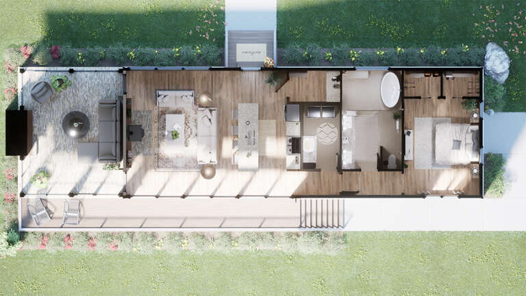 Modern Plan: 1,100 Square Feet, 1 Bedroom, 1 Bathroom - 7174-00003