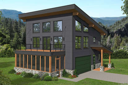 House Plan House Plan #27967 Angled Front Elevation