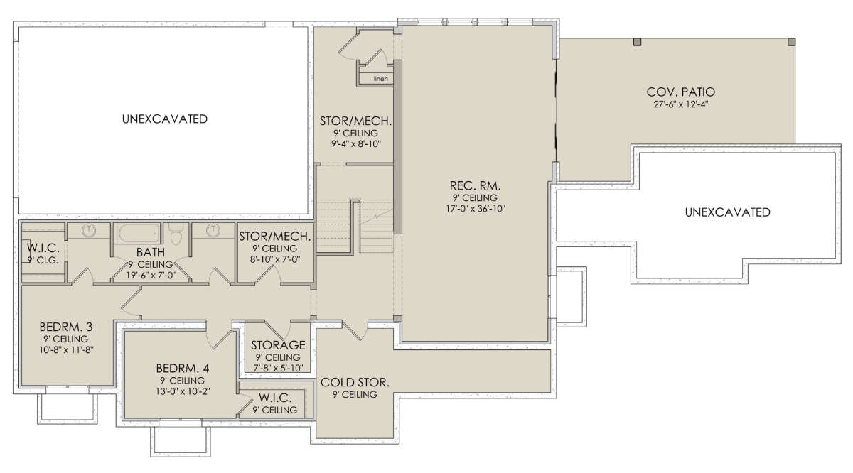 Walkout Basement for House Plan #6422-00001