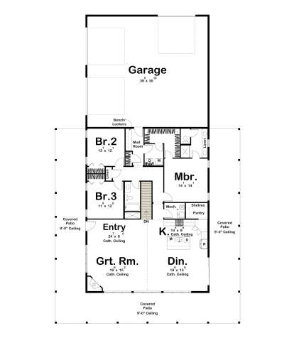 Main Floor w/ Basement Stairs Location for House Plan #963-00692
