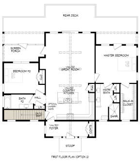 Main Floor w/ Basement Stair Location for House Plan #940-00660