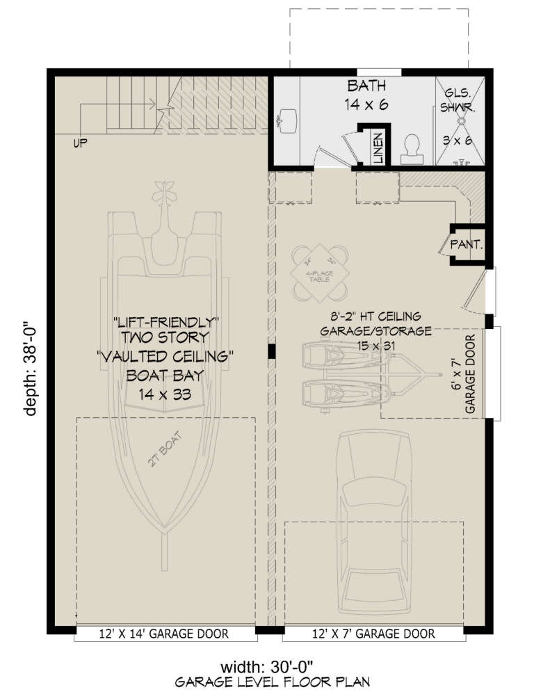 Modern 2 Car Garage Plan - 680 Square Feet, 2 Bedrooms, 1 Bathroom ...