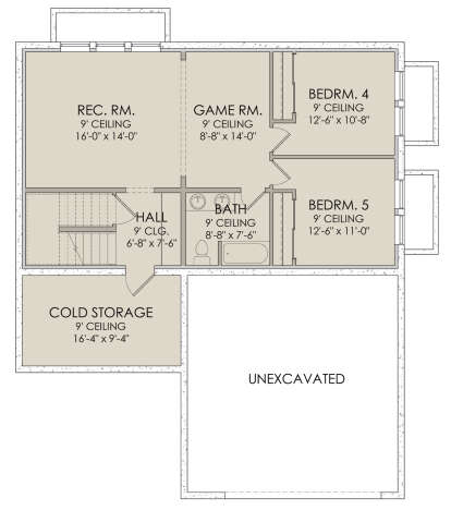 In Ground Basement for House Plan #6422-00002