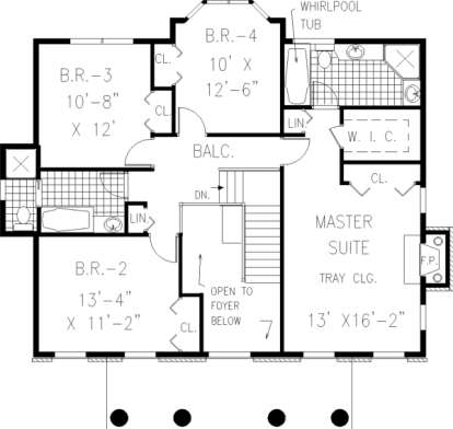 Upper Floor for House Plan #033-00065