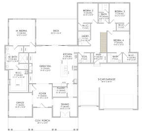 Main Floor w/ Basement Stair Location for House Plan #6422-00003