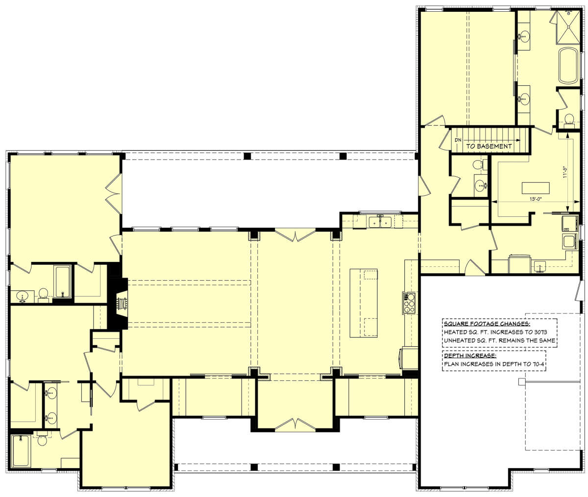 Main Floor w/ Basement Stair Location for House Plan #041-00310