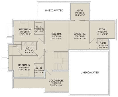 In Ground Basement for House Plan #6422-00005