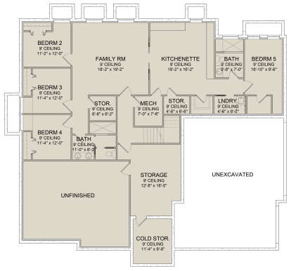 In Ground Basement for House Plan #6422-00006