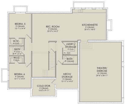 In Ground Basement for House Plan #6422-00007