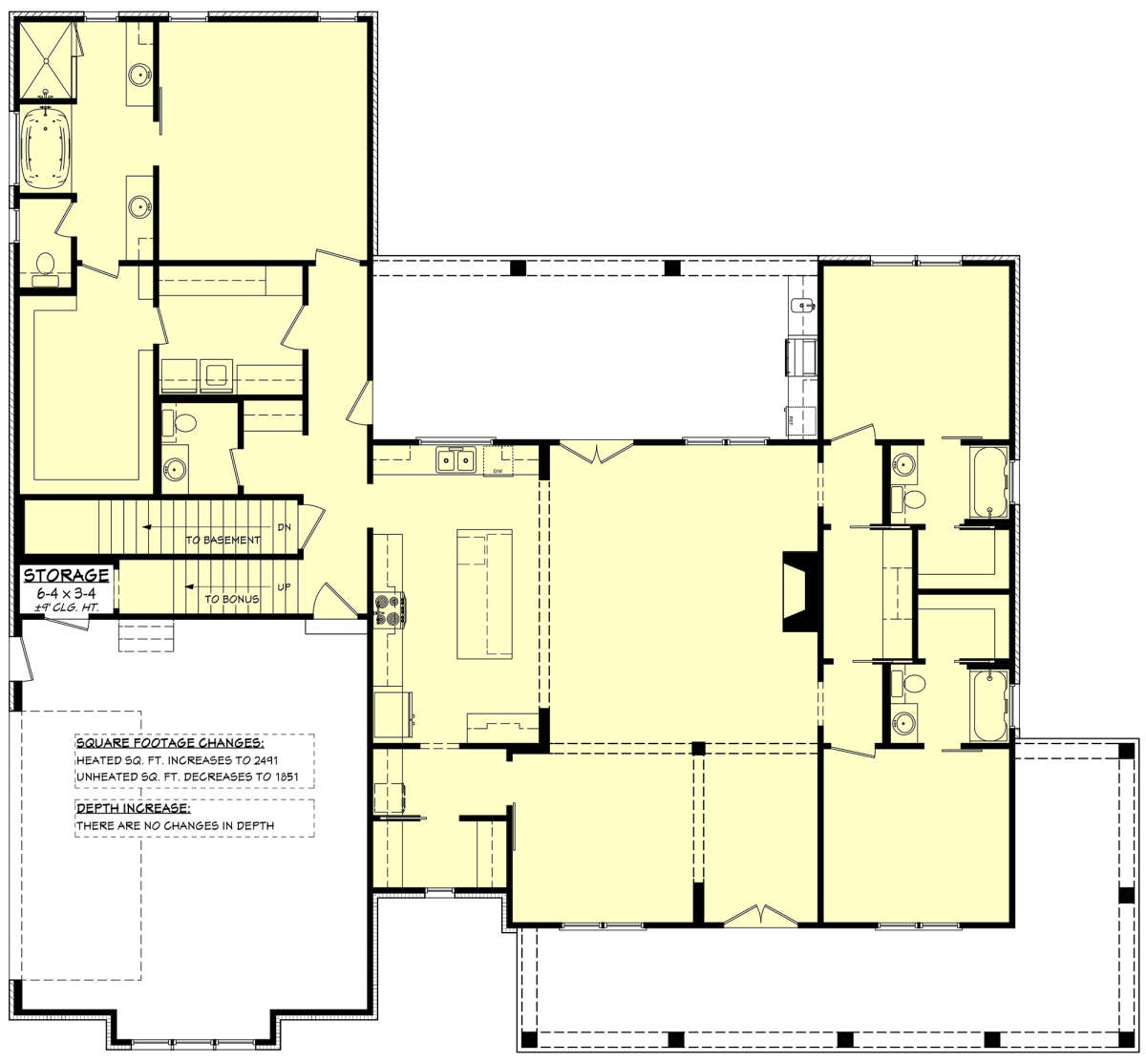 Main Floor w/ Basement Stair Location for House Plan #041-00311