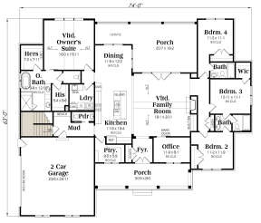 Main Floor w/ Basement Stair Location for House Plan #009-00316