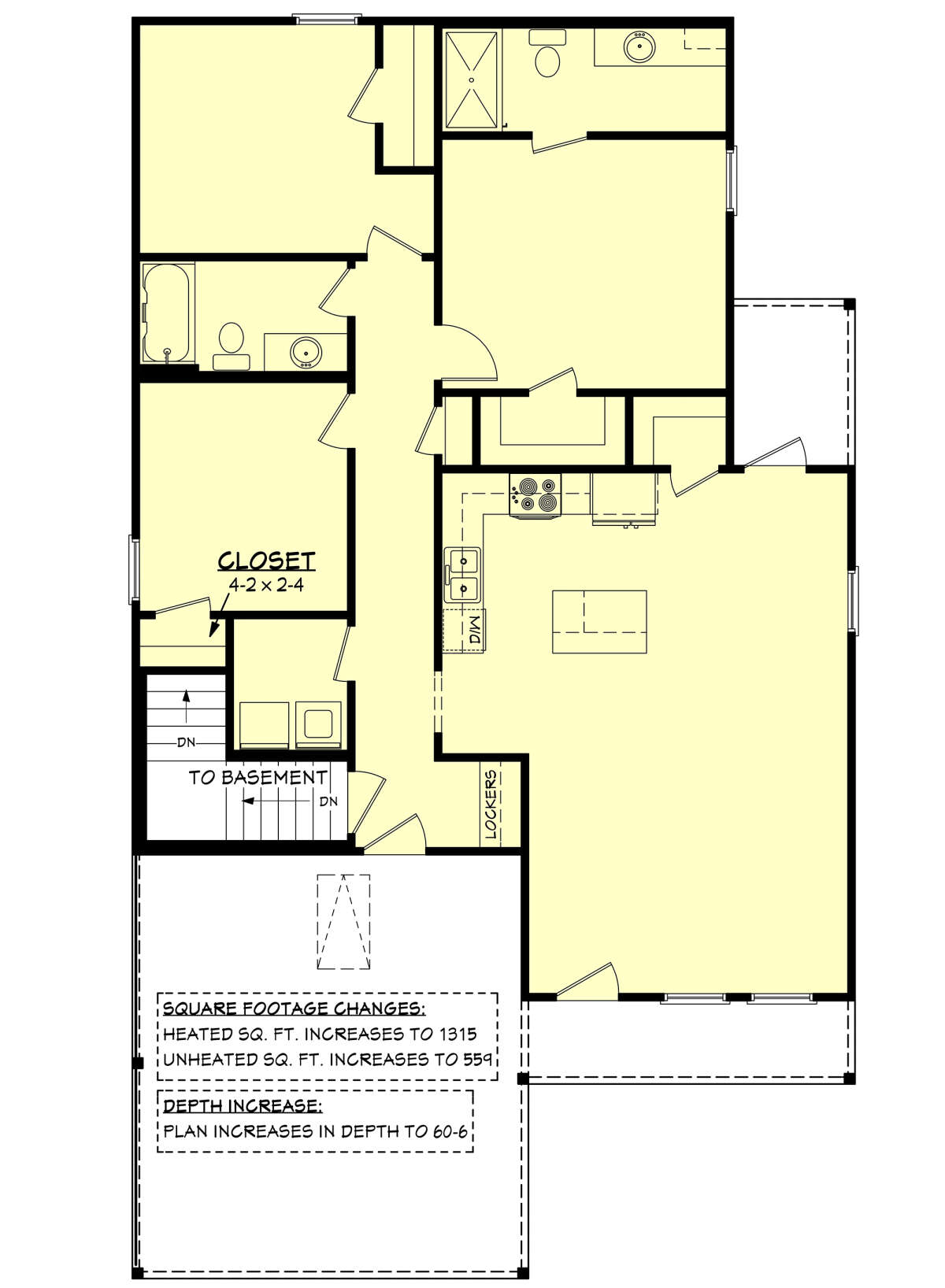 Main Floor w/ Basement Stair Location for House Plan #041-00312