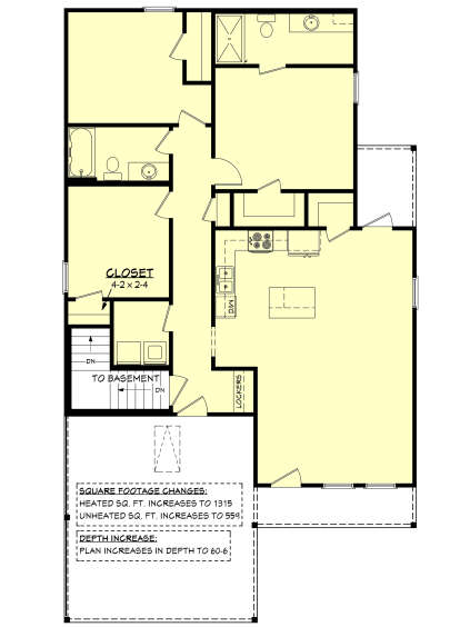 Main Floor w/ Basement Stair Location for House Plan #041-00312