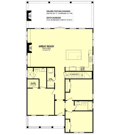 Main Floor w/ Basement Stair Location for House Plan #041-00313