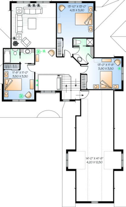 Second Floor for House Plan #034-00024