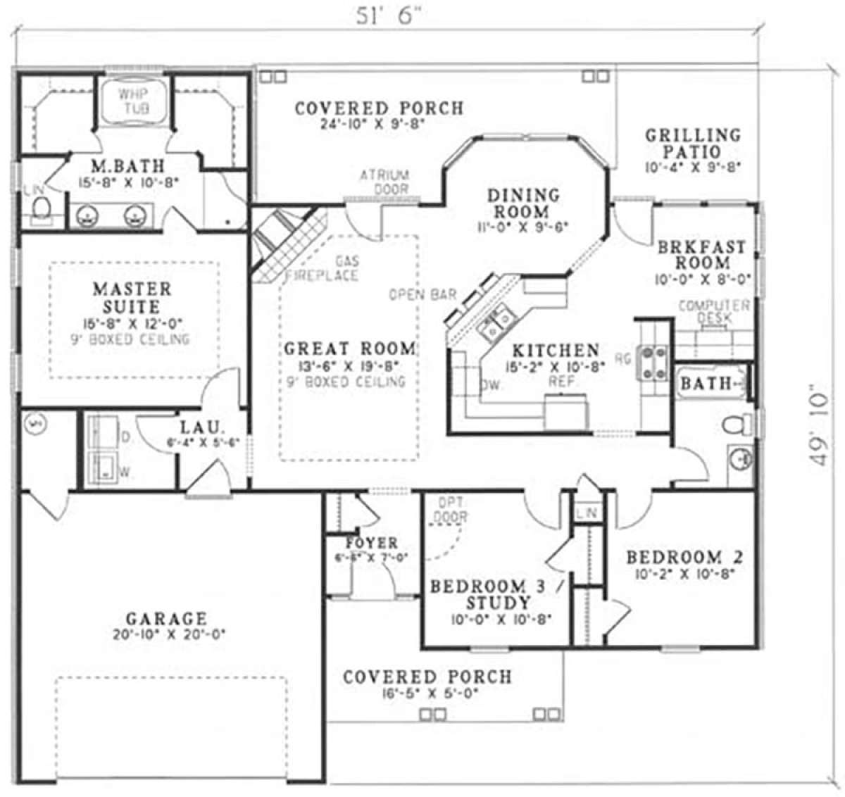 Atrium Ranch Home Floor Plans Under 2500 Square Feet