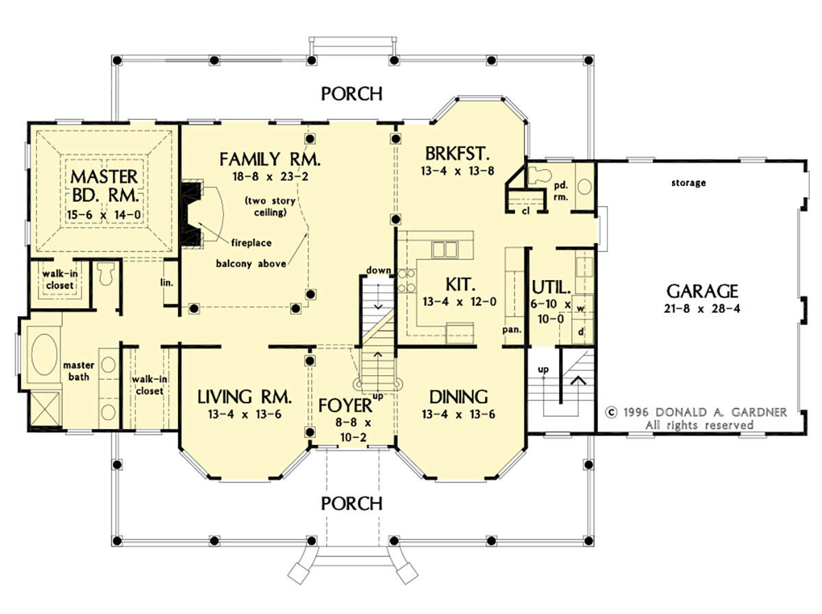Main Floor w/ Basement Stair Location for House Plan #2865-00330