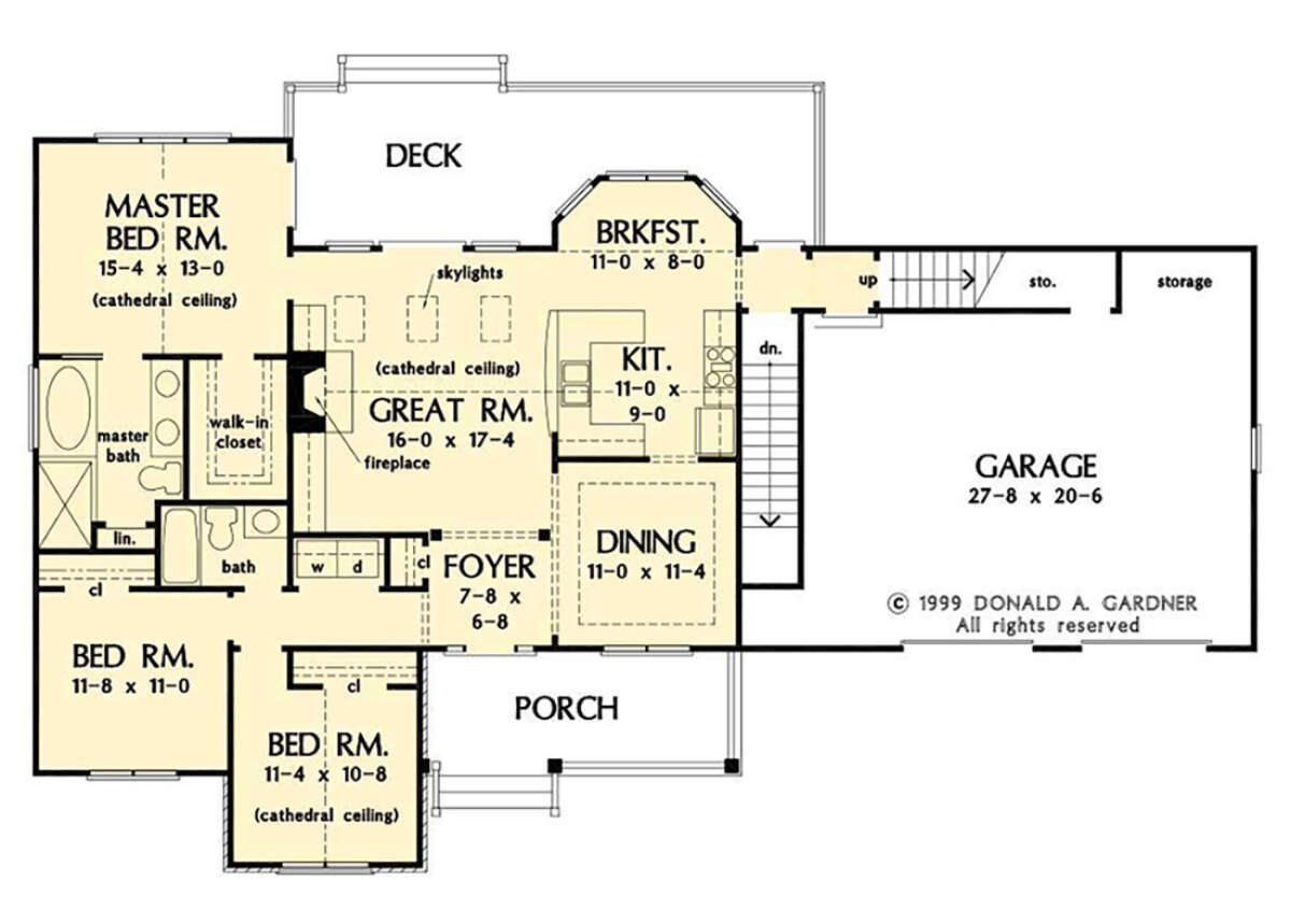 Main Floor w/ Basement Stair Location for House Plan #2865-00332