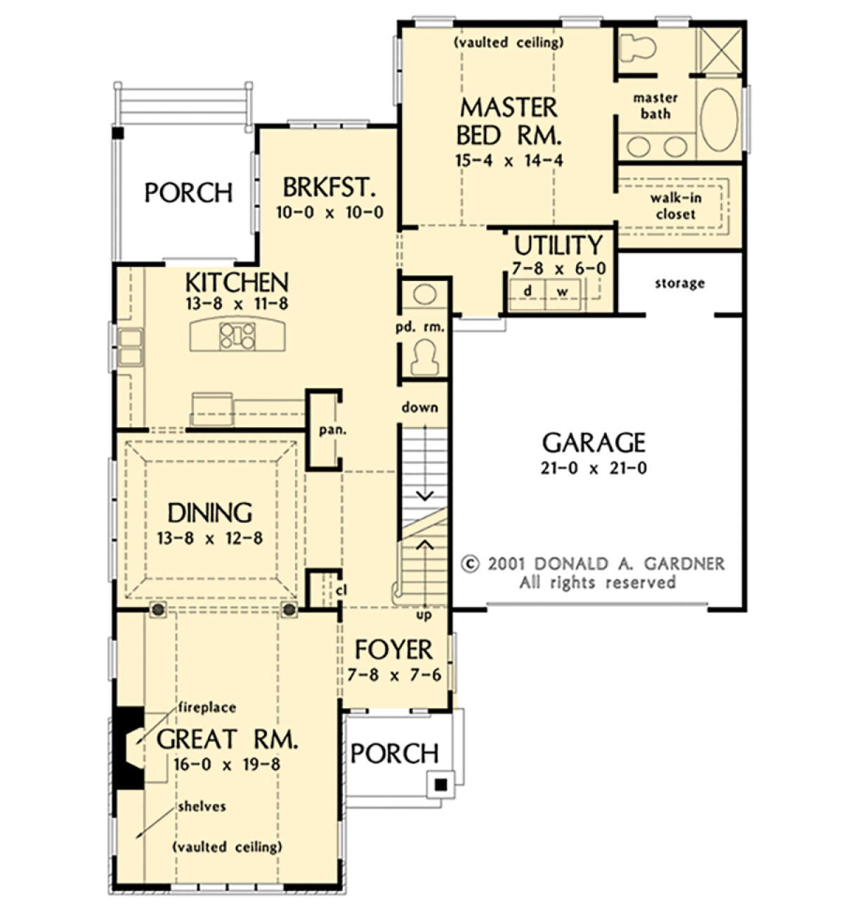 Main Floor w/ Basement Stair Location for House Plan #2865-00335