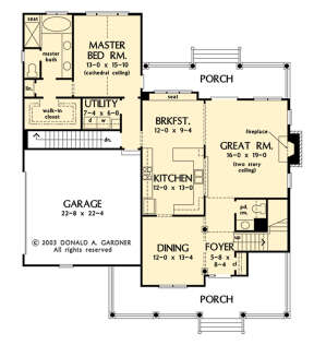 Main Floor w/ Basement Stair Location for House Plan #2865-00337