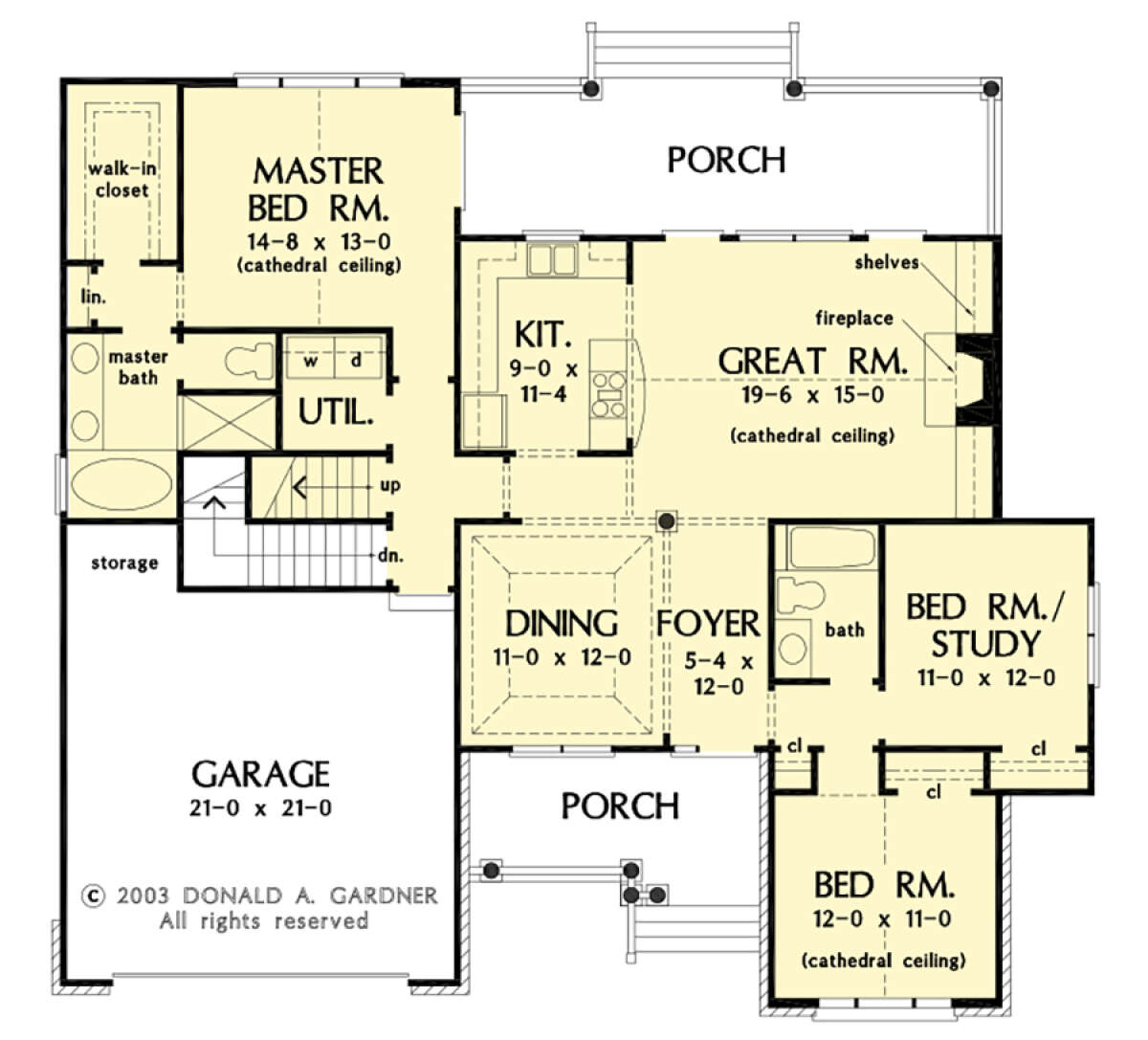 Main Floor w/ Basement Stair Location for House Plan #2865-00338