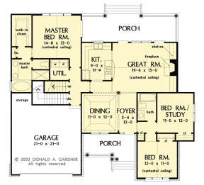 Main Floor w/ Basement Stair Location for House Plan #2865-00338
