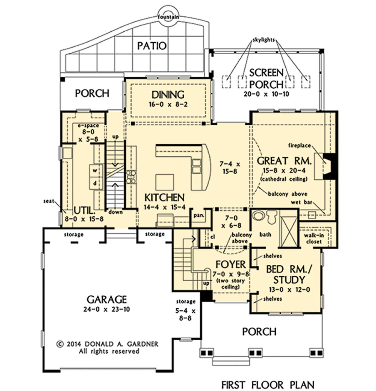 Main Floor w/ Basement Stair Location for House Plan #2865-00342