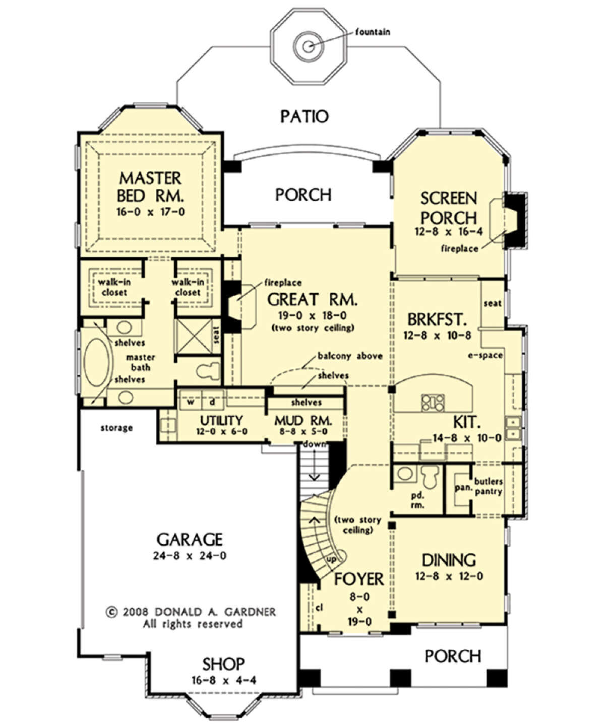 Main Floor w/ Basement Stair Location for House Plan #2865-00344