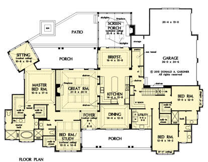 Main Floor w/ Basement Stair Location for House Plan #2865-00346