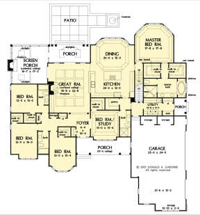 Main Floor w/ Basement Stair Location for House Plan #2865-00347